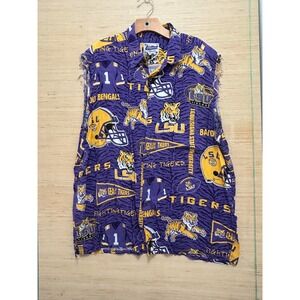 Ralph‎ Spooner LSU Tigers Football Sleeveless Button Up Shirt XL